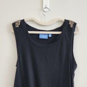 Simply Vera Vera Wang Black Tank Top with Embellished Shoulders